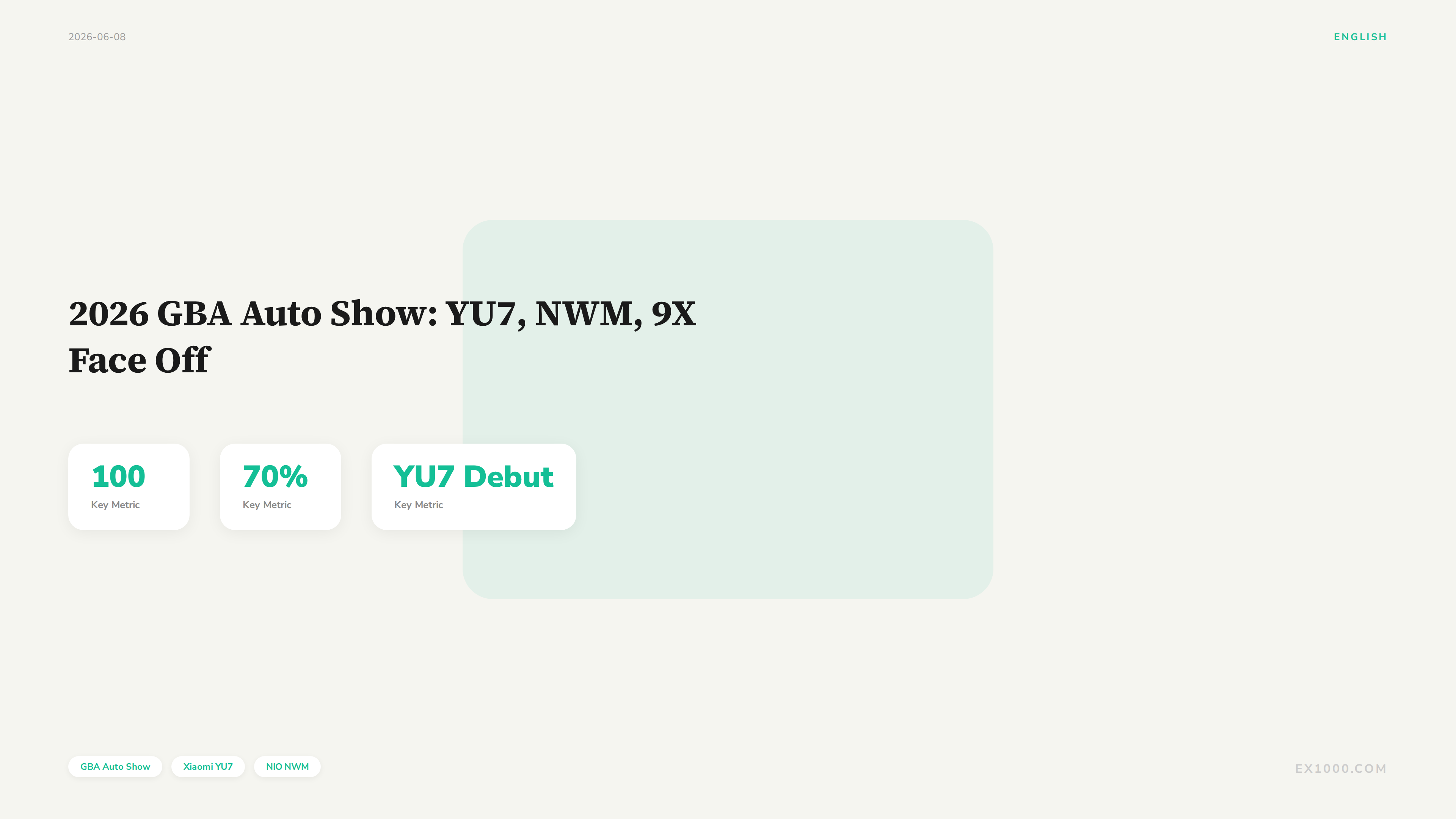 2026 Guangdong-Hong Kong-Macao Greater Bay Area Auto Show: YU7, NWM, 9X Face Off