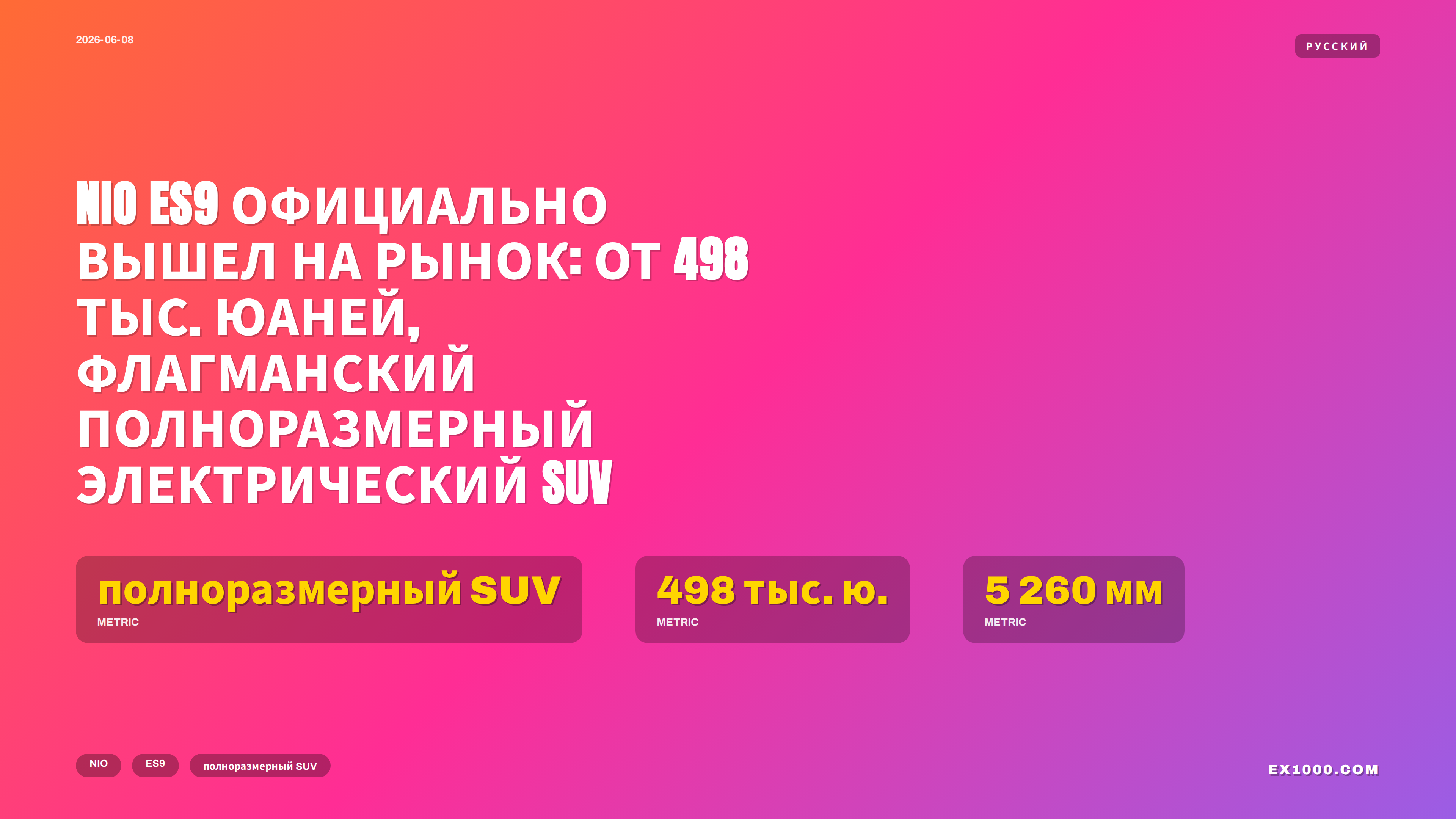 NIO ES9 официально вышел на рынок: от 498 тыс. юаней, флагманский полноразмерный электрический SUV