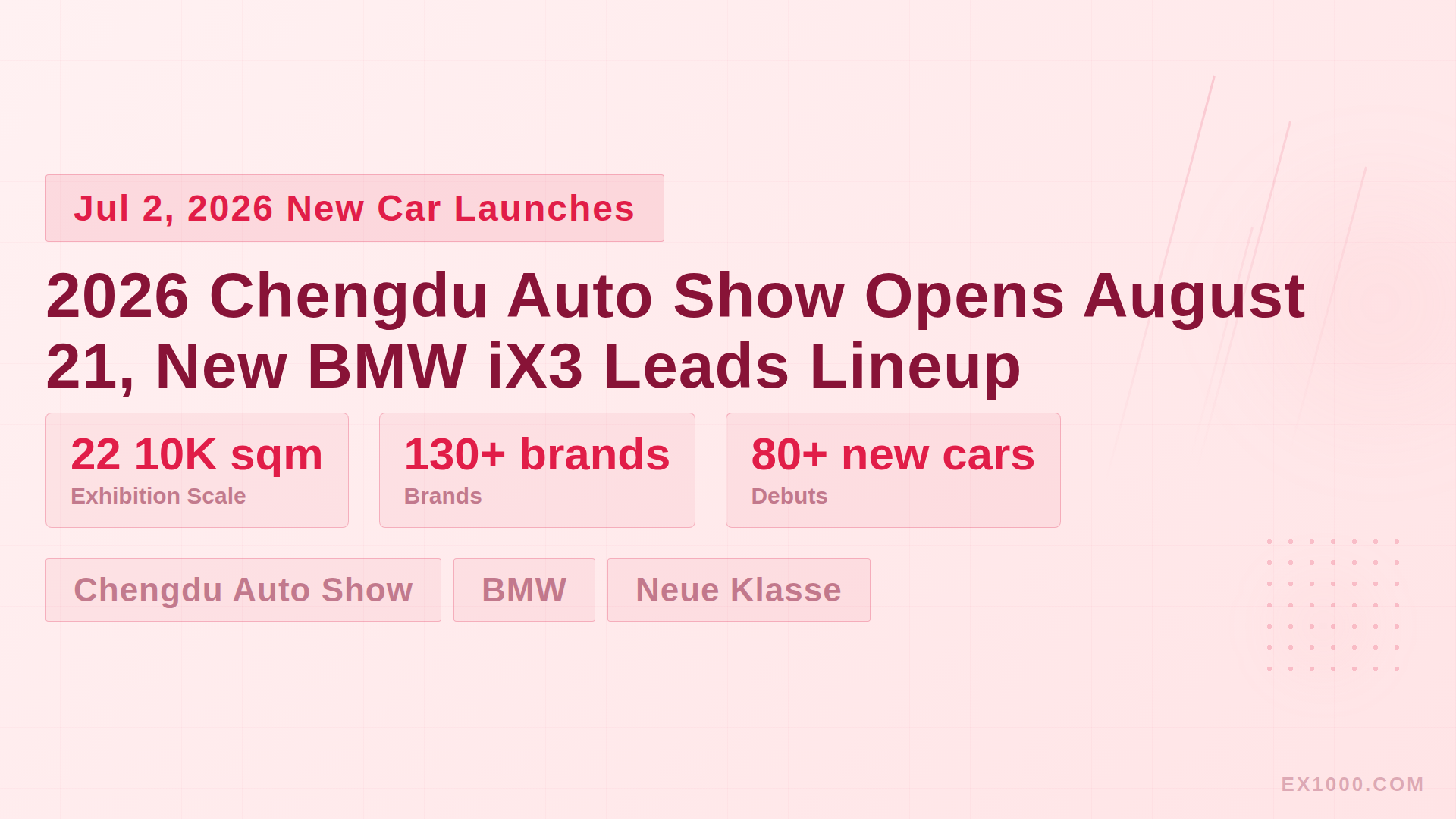 2026 Chengdu Auto Show Opens August 21, New BMW iX3 Leads Lineup