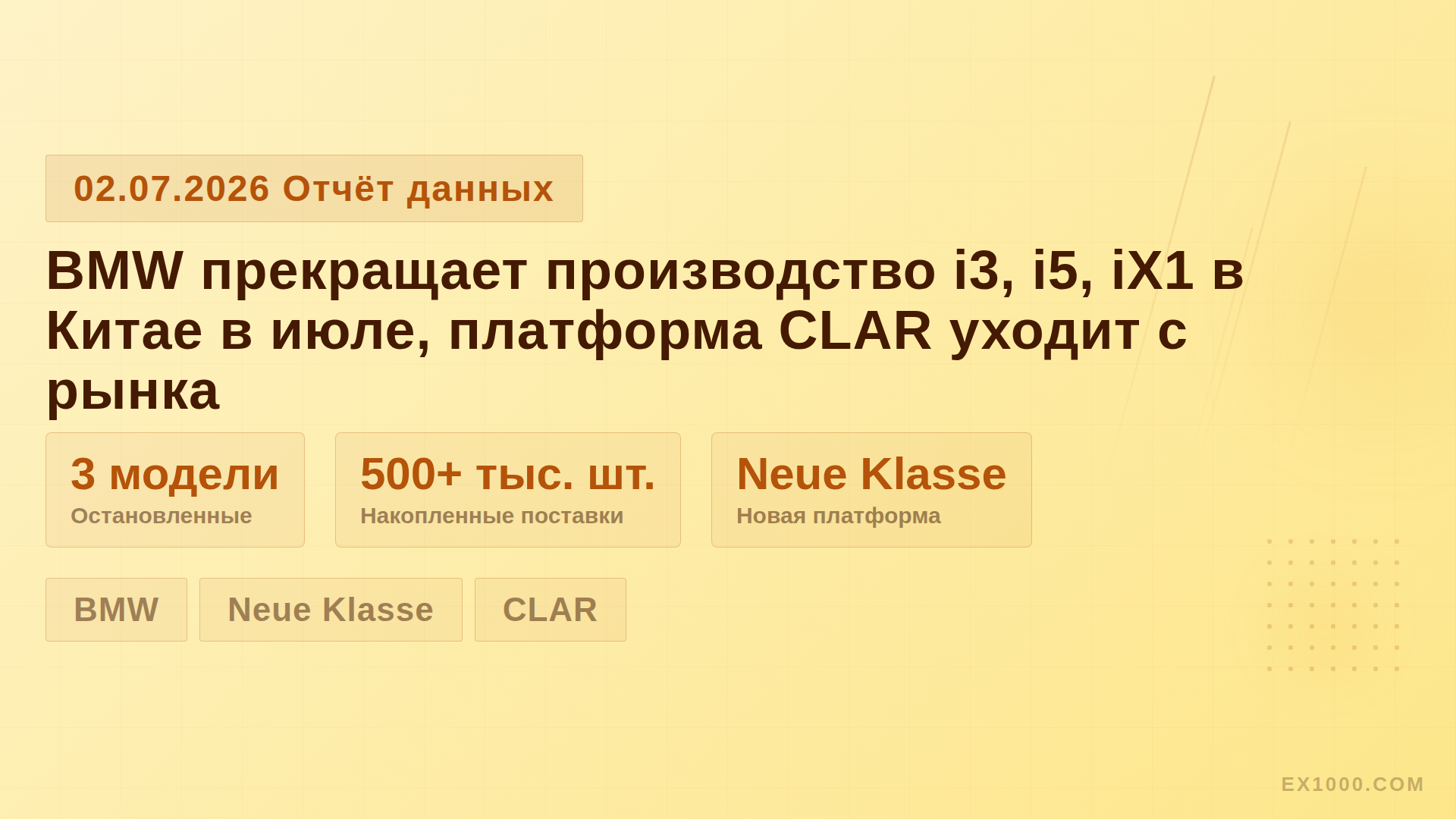 BMW прекращает производство i3, i5, iX1 в Китае в июле, платформа CLAR уходит с рынка
