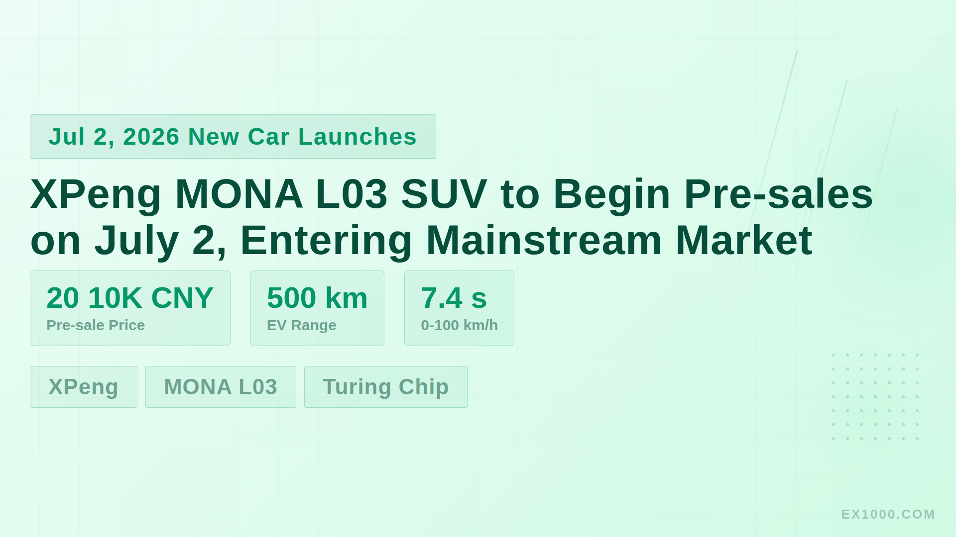 XPeng MONA L03 SUV to Begin Pre-sales on July 2, Entering Mainstream Market