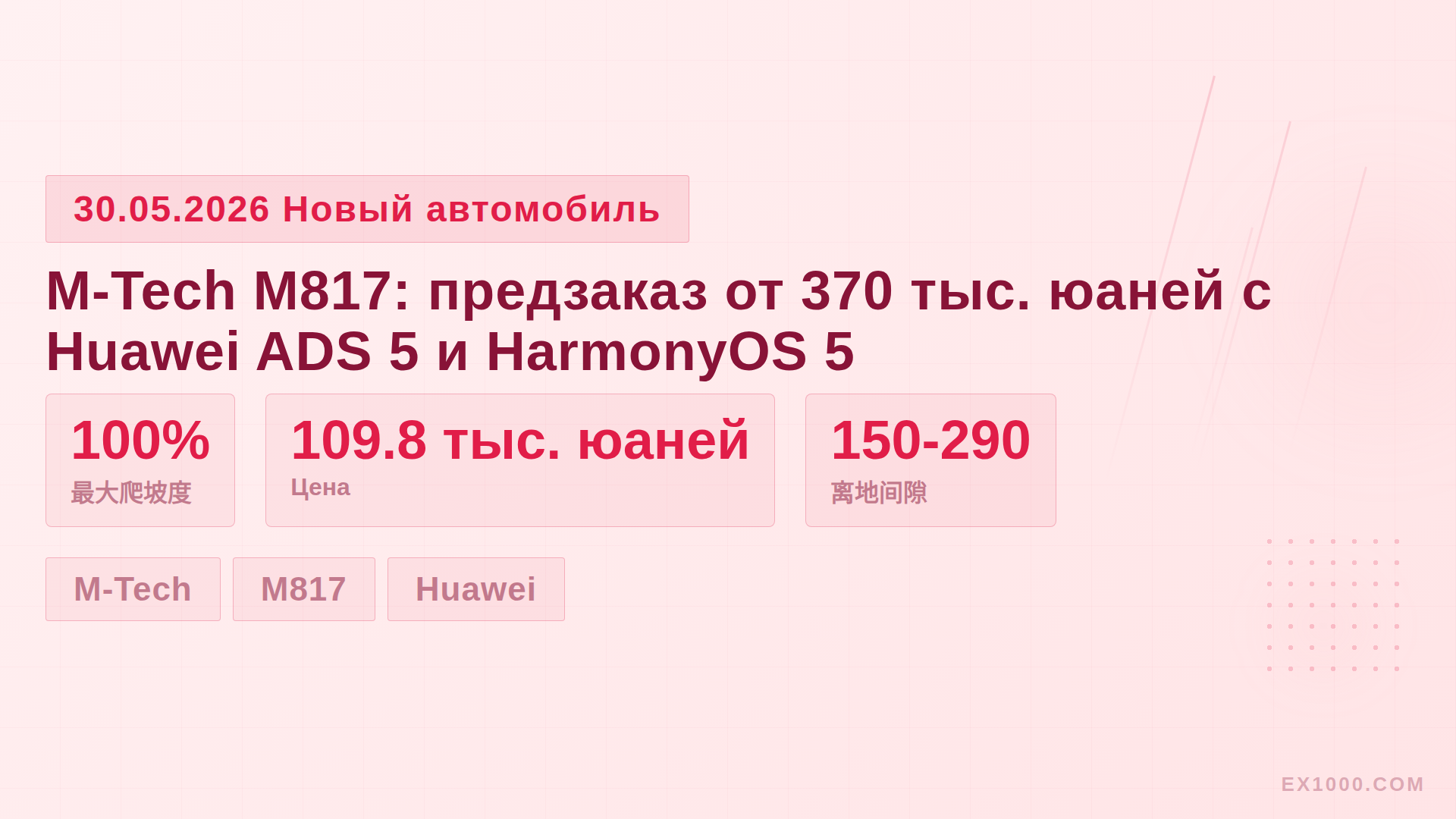 M-Tech M817: предзаказ от 370 тыс. юаней с Huawei ADS 5 и HarmonyOS 5