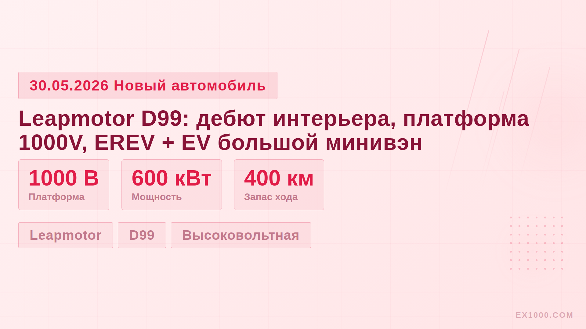 Leapmotor D99: дебют интерьера, платформа 1000V, EREV + EV большой минивэн