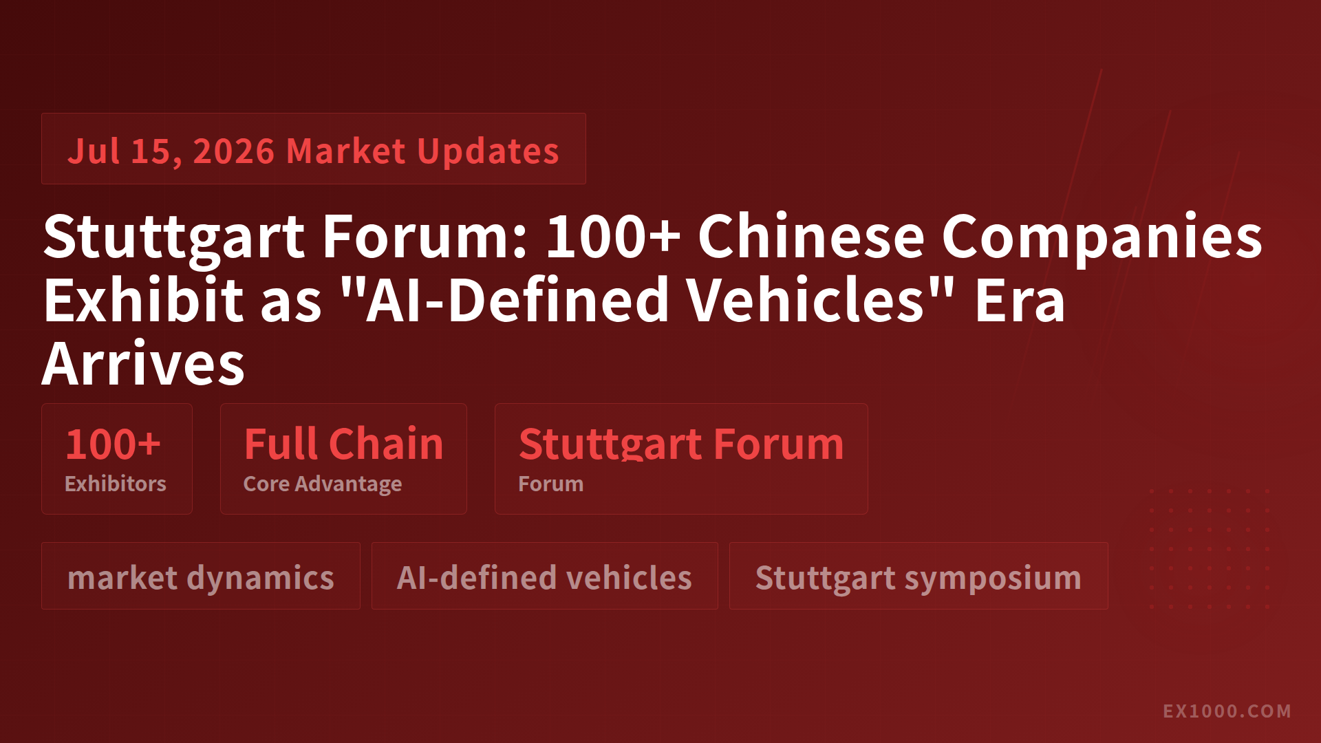 Stuttgart Forum: 100+ Chinese Companies Exhibit as "AI-Defined Vehicles" Era Arrives