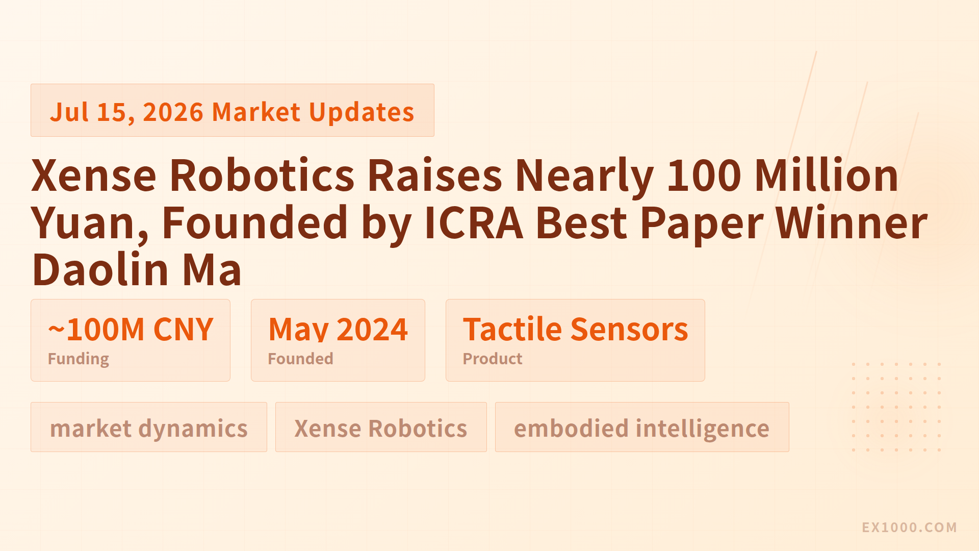 Xense Robotics Raises Nearly 100 Million Yuan, Founded by ICRA Best Paper Winner Daolin Ma