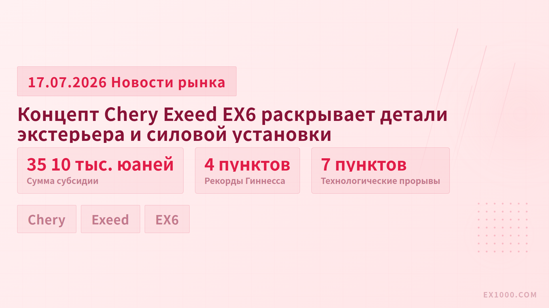Концепт Chery Exeed EX6 раскрывает детали экстерьера и силовой установки