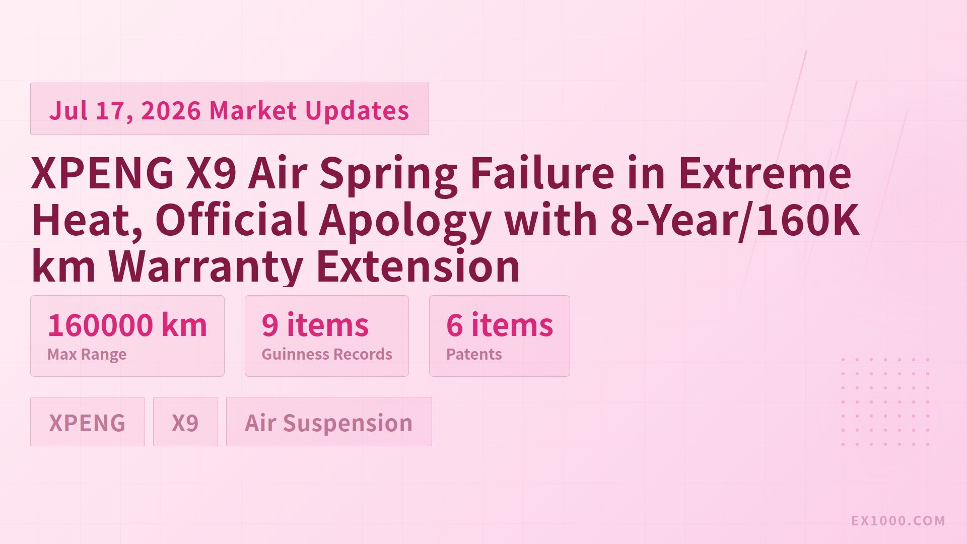 XPENG X9 Air Spring Failure in Extreme Heat, Official Apology with 8-Year/160K km Warranty Extension