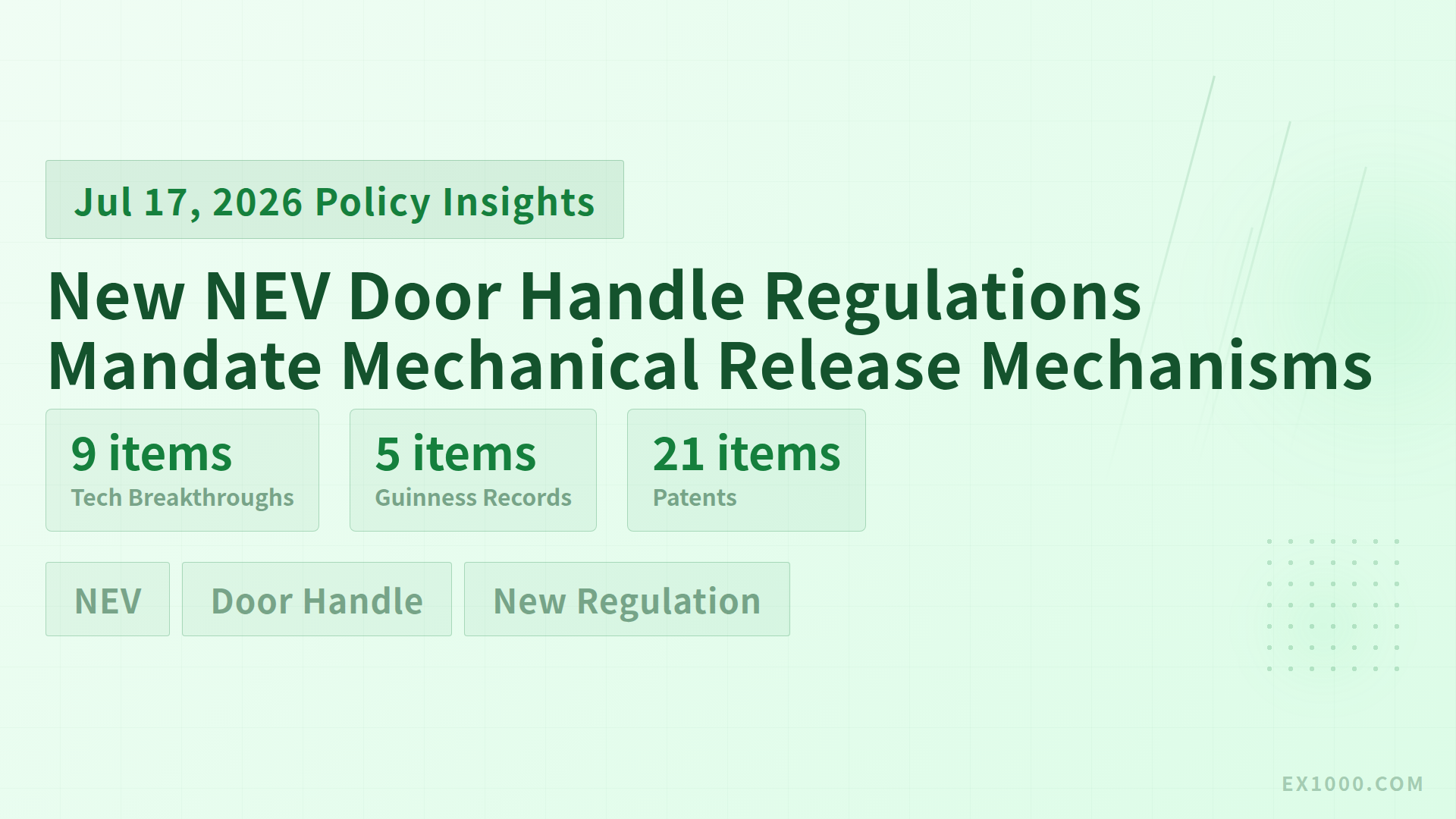 New NEV Door Handle Regulations Mandate Mechanical Release Mechanisms