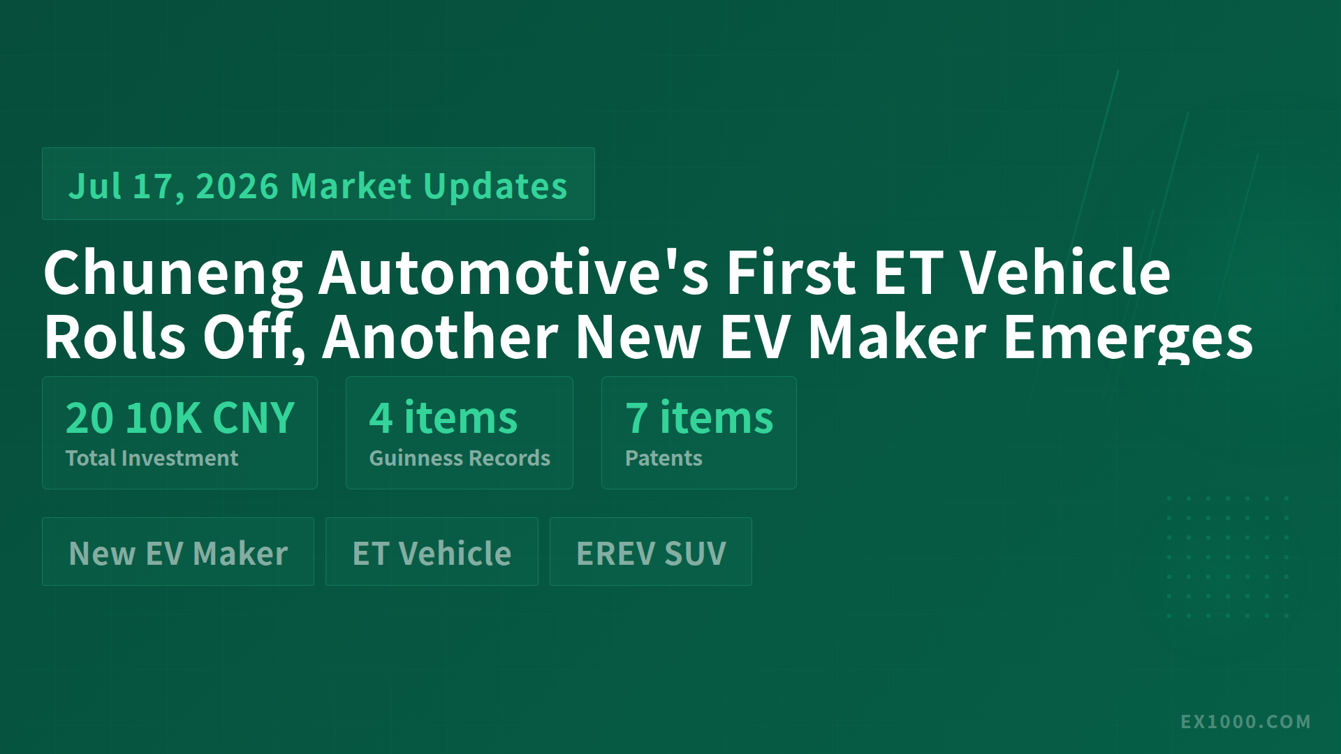 Chuneng Automotive's First ET Vehicle Rolls Off, Another New EV Maker Emerges