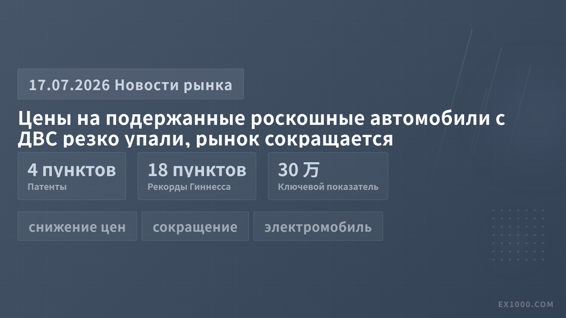 Цены на подержанные роскошные автомобили с ДВС резко упали, рынок сокращается