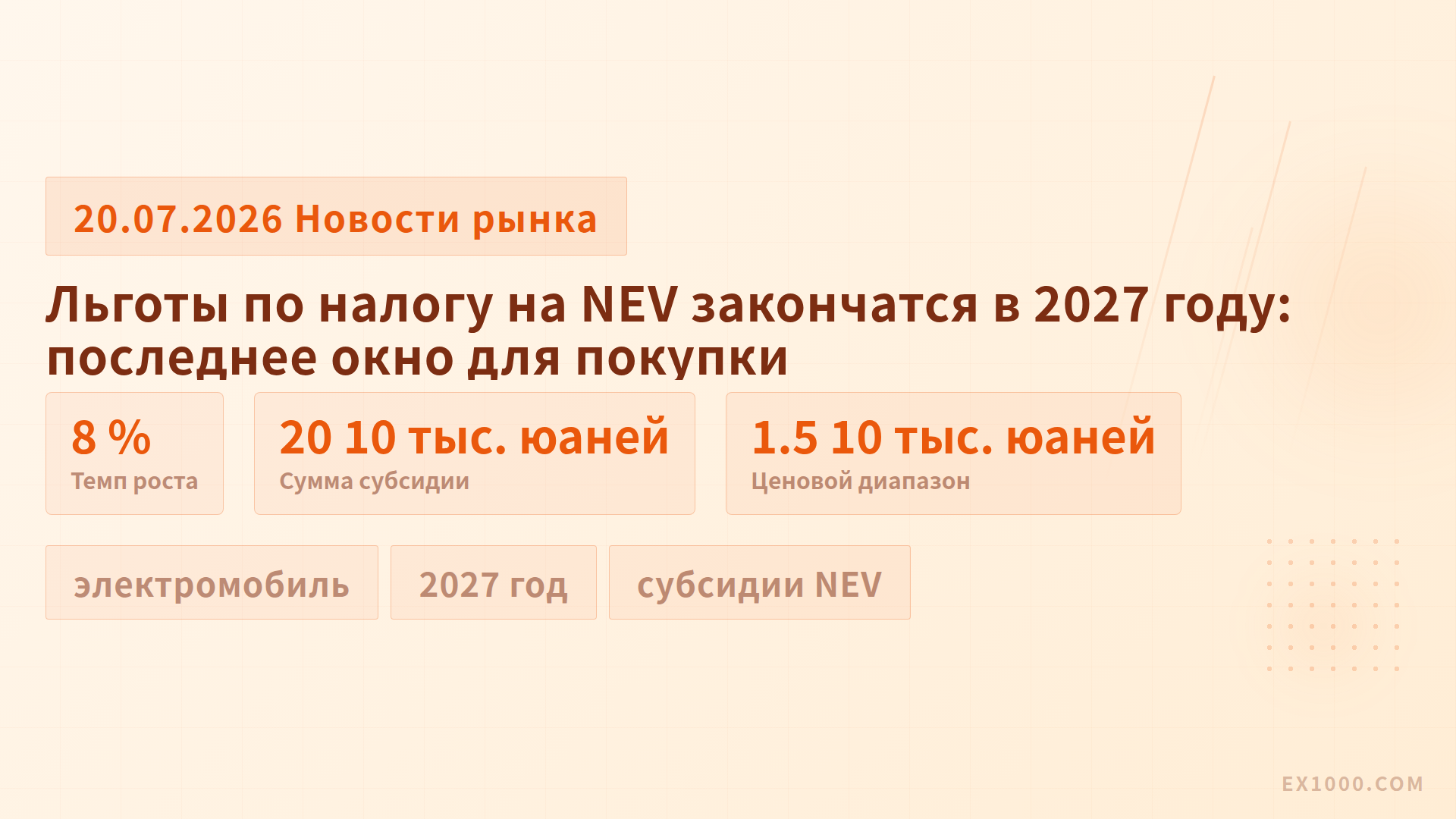 Льготы по налогу на NEV закончатся в 2027 году: последнее окно для покупки