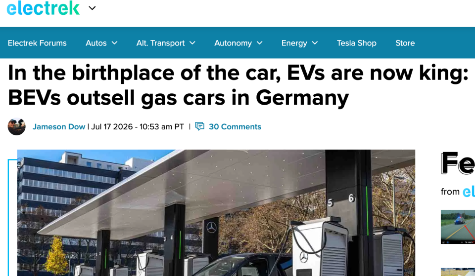 Germany's BEV Sales Surge 78% in June, First to Top All Powertrain Types