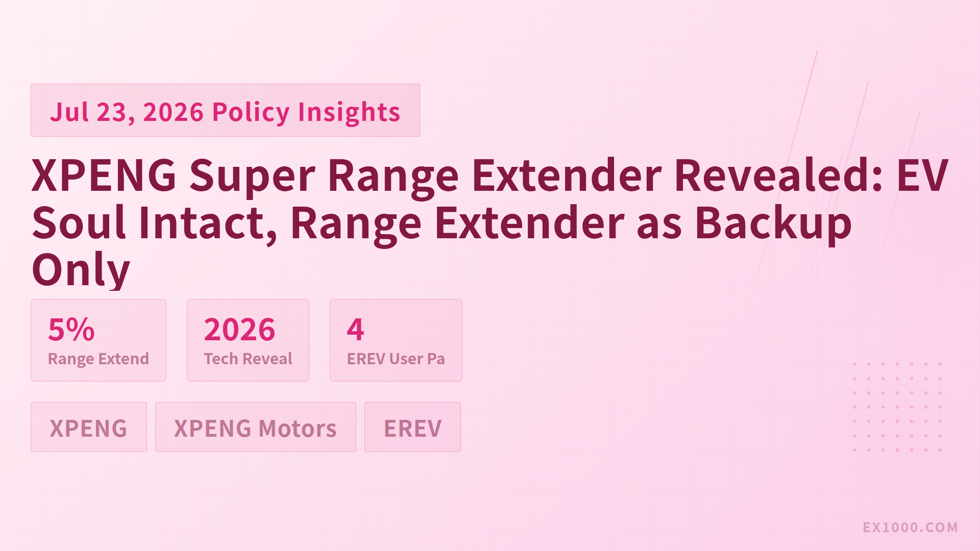 XPENG Super Range Extender Revealed: EV Soul Intact, Range Extender as Backup Only