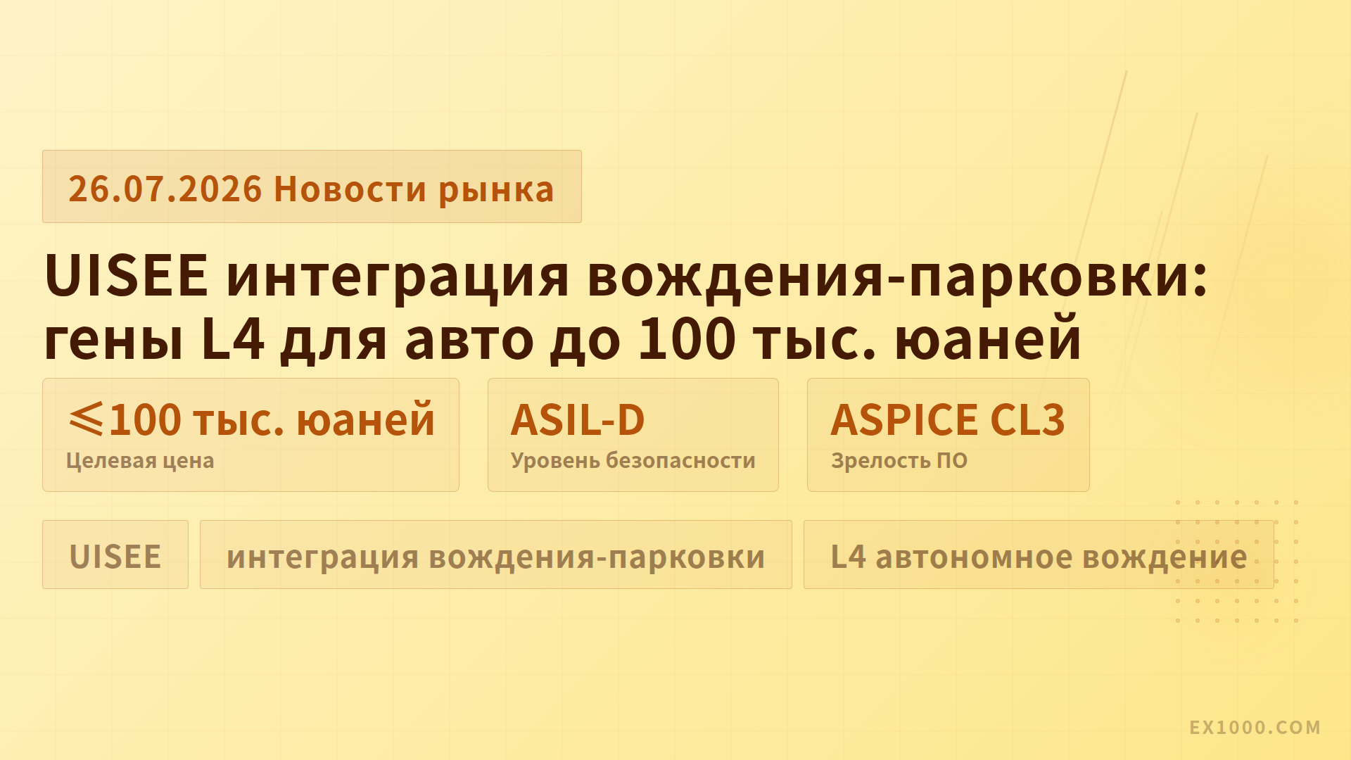UISEE интеграция вождения-парковки: гены L4 для авто до 100 тыс. юаней