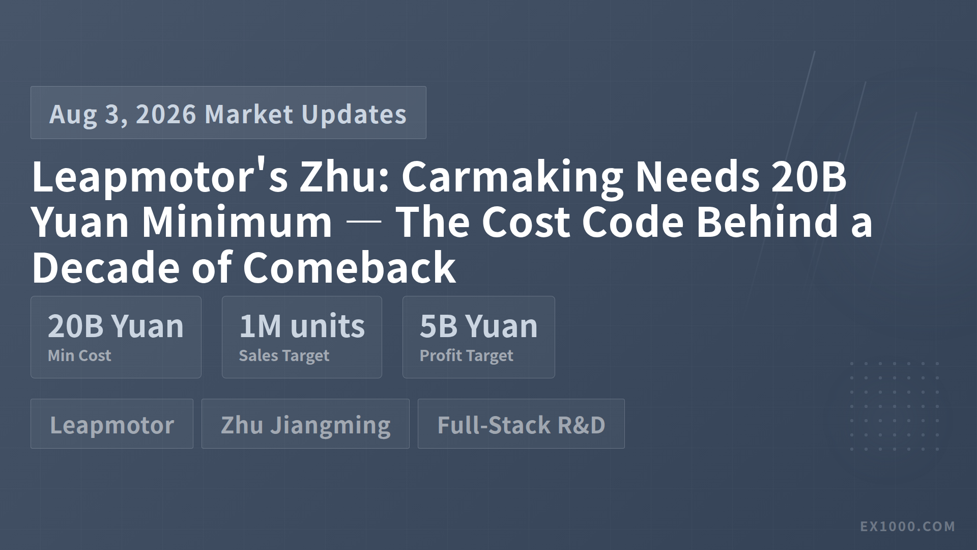 Leapmotor's Zhu: Carmaking Needs 20B Yuan Minimum — The Cost Code Behind a Decade of Comeback
