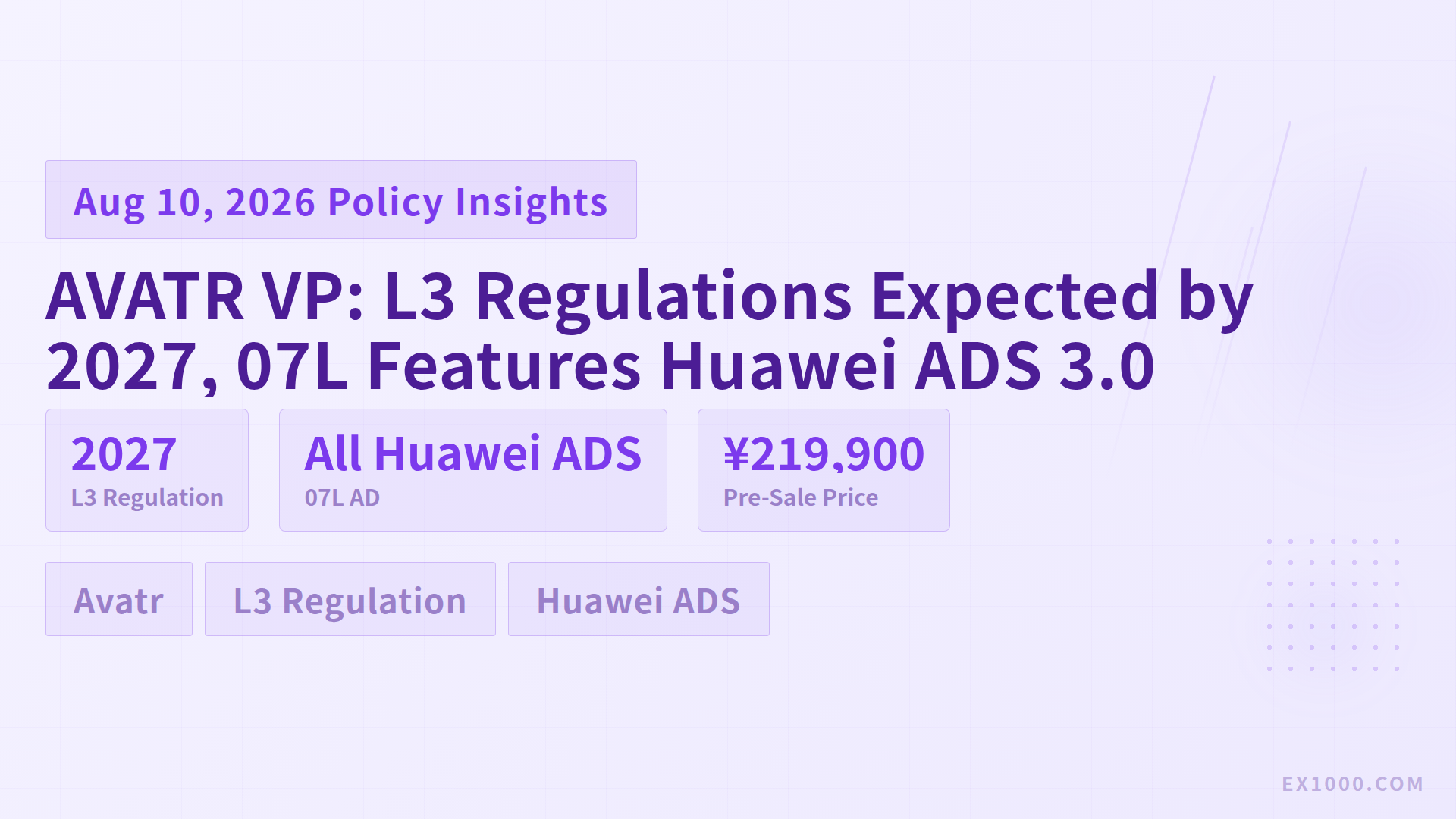 AVATR VP: L3 Regulations Expected by 2027, 07L Features Huawei ADS 3.0