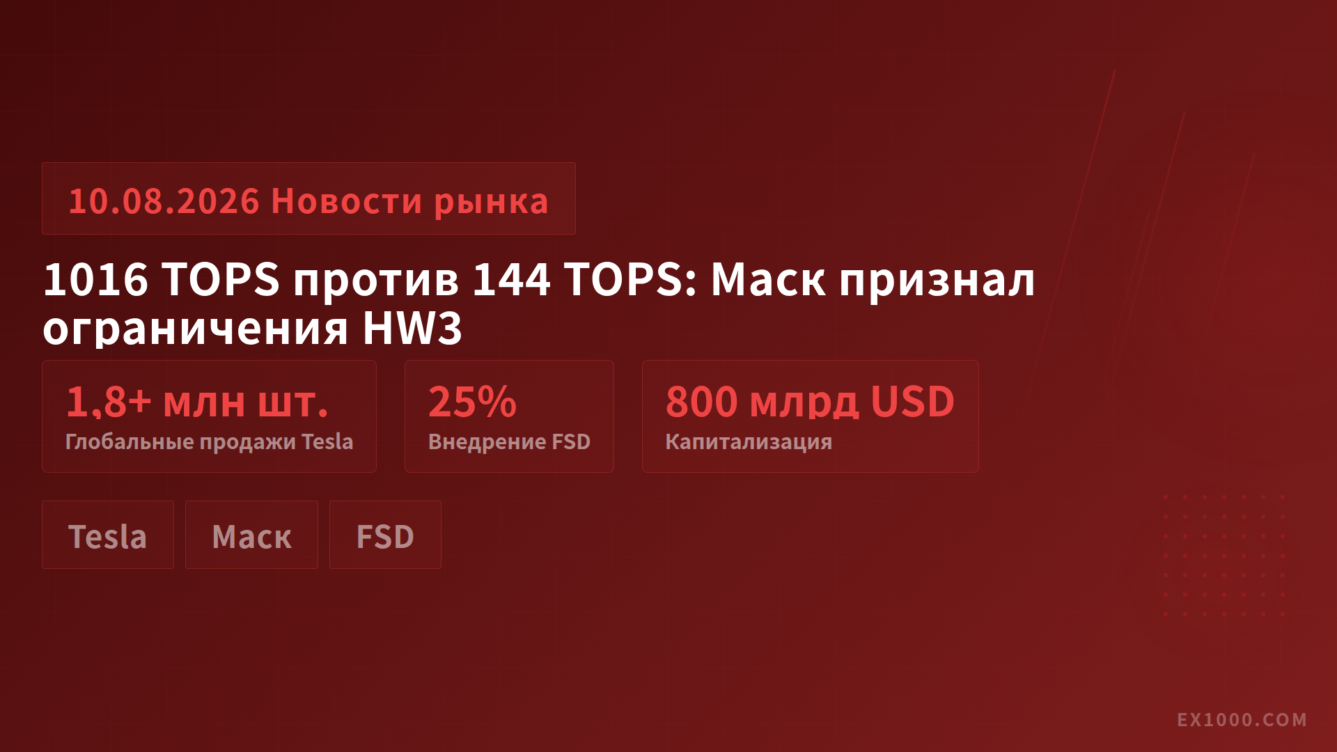 1016 TOPS против 144 TOPS: Маск признал ограничения HW3