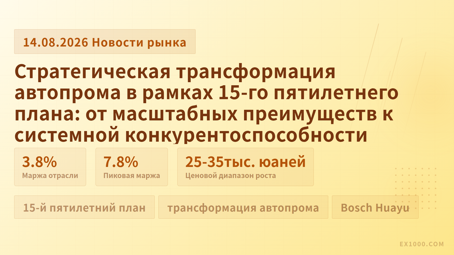 Стратегическая трансформация автопрома в рамках 15-го пятилетнего плана: от масштабных преимуществ к системной конкурентоспособности