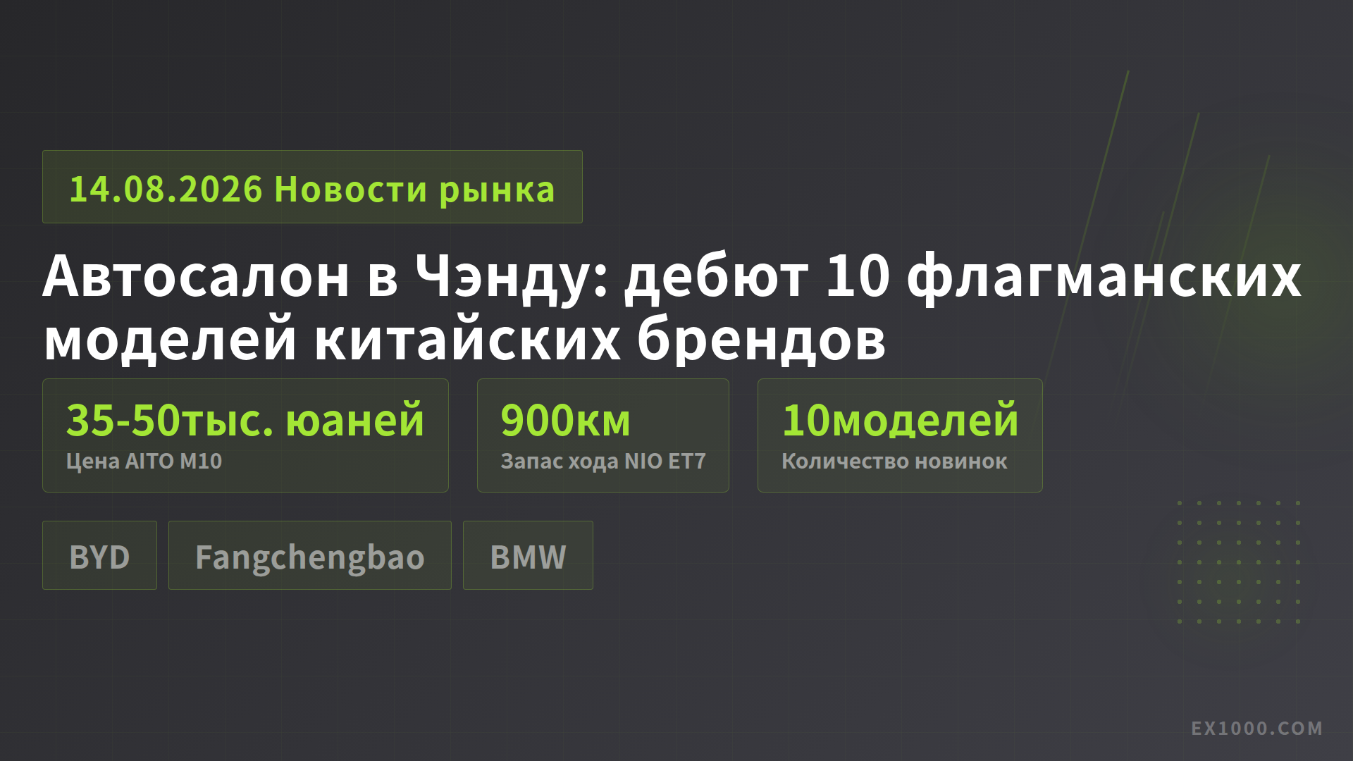 Автосалон в Чэнду: дебют 10 флагманских моделей китайских брендов