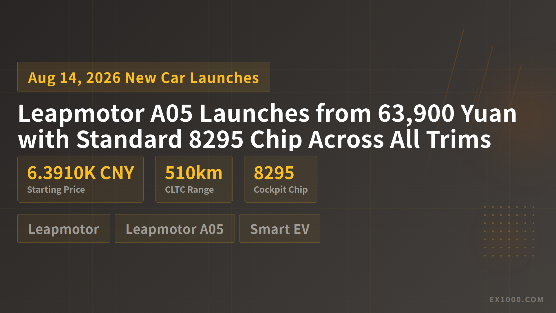 Leapmotor A05 Launches from 63,900 Yuan with Standard 8295 Chip Across All Trims