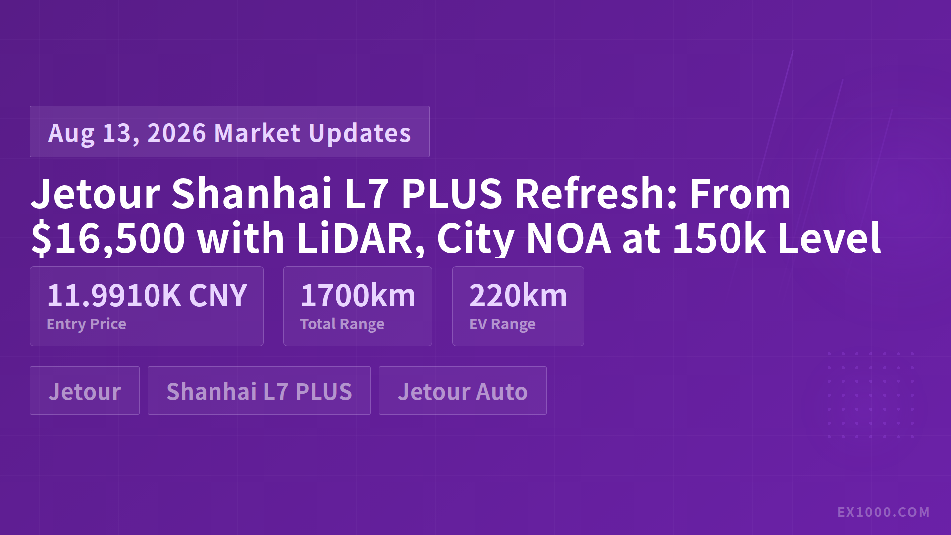 Jetour Shanhai L7 PLUS Refresh: From $16,500 with LiDAR, City NOA at 150k Level