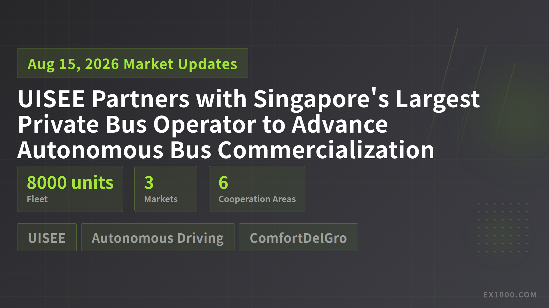 UISEE Partners with Singapore's Largest Private Bus Operator to Advance Autonomous Bus Commercialization