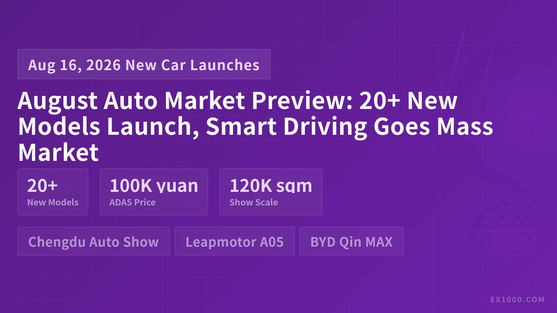 August Auto Market Preview: 20+ New Models Launch, Smart Driving Goes Mass Market