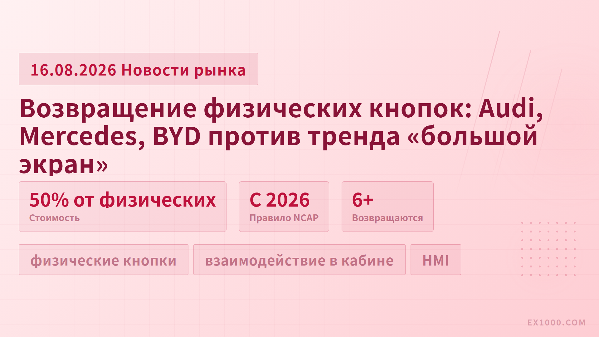 Возвращение физических кнопок: Audi, Mercedes, BYD против тренда «большой экран»