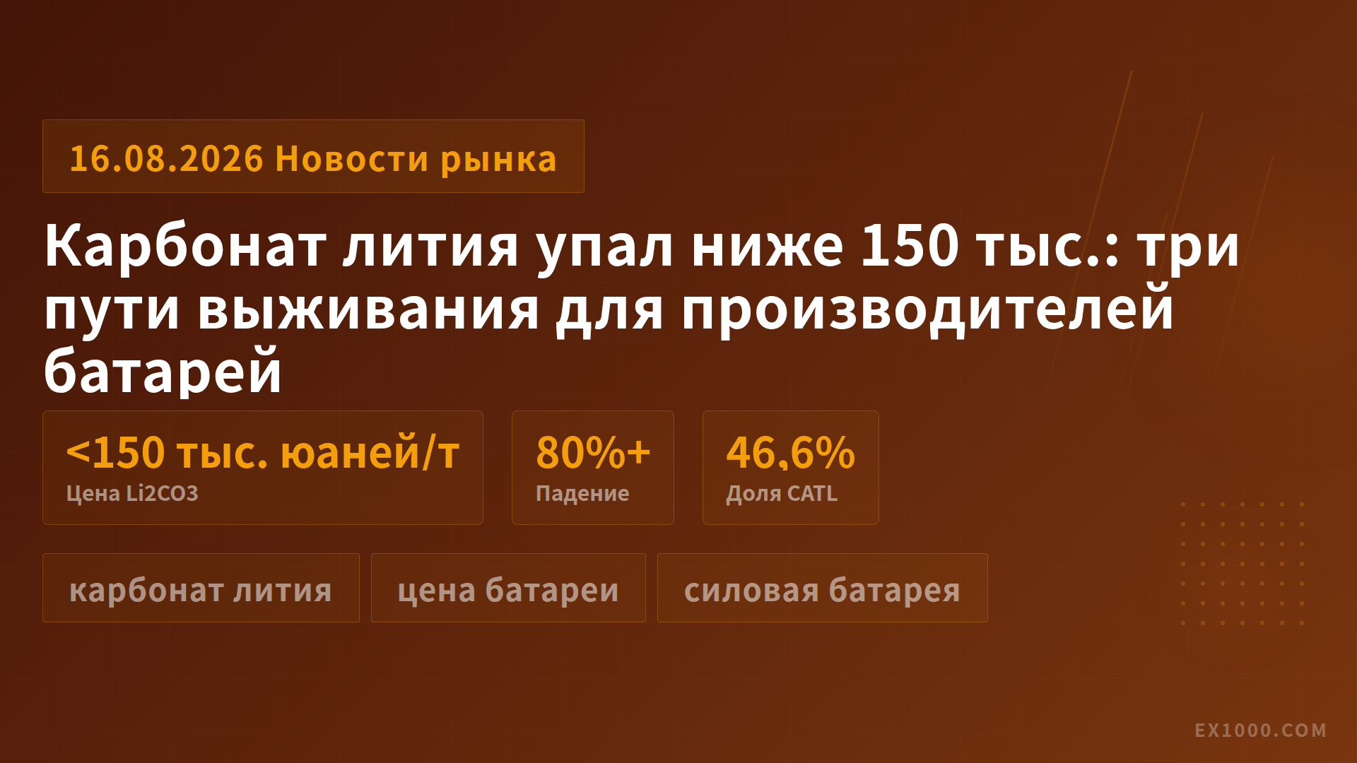 Карбонат лития упал ниже 150 тыс.: три пути выживания для производителей батарей
