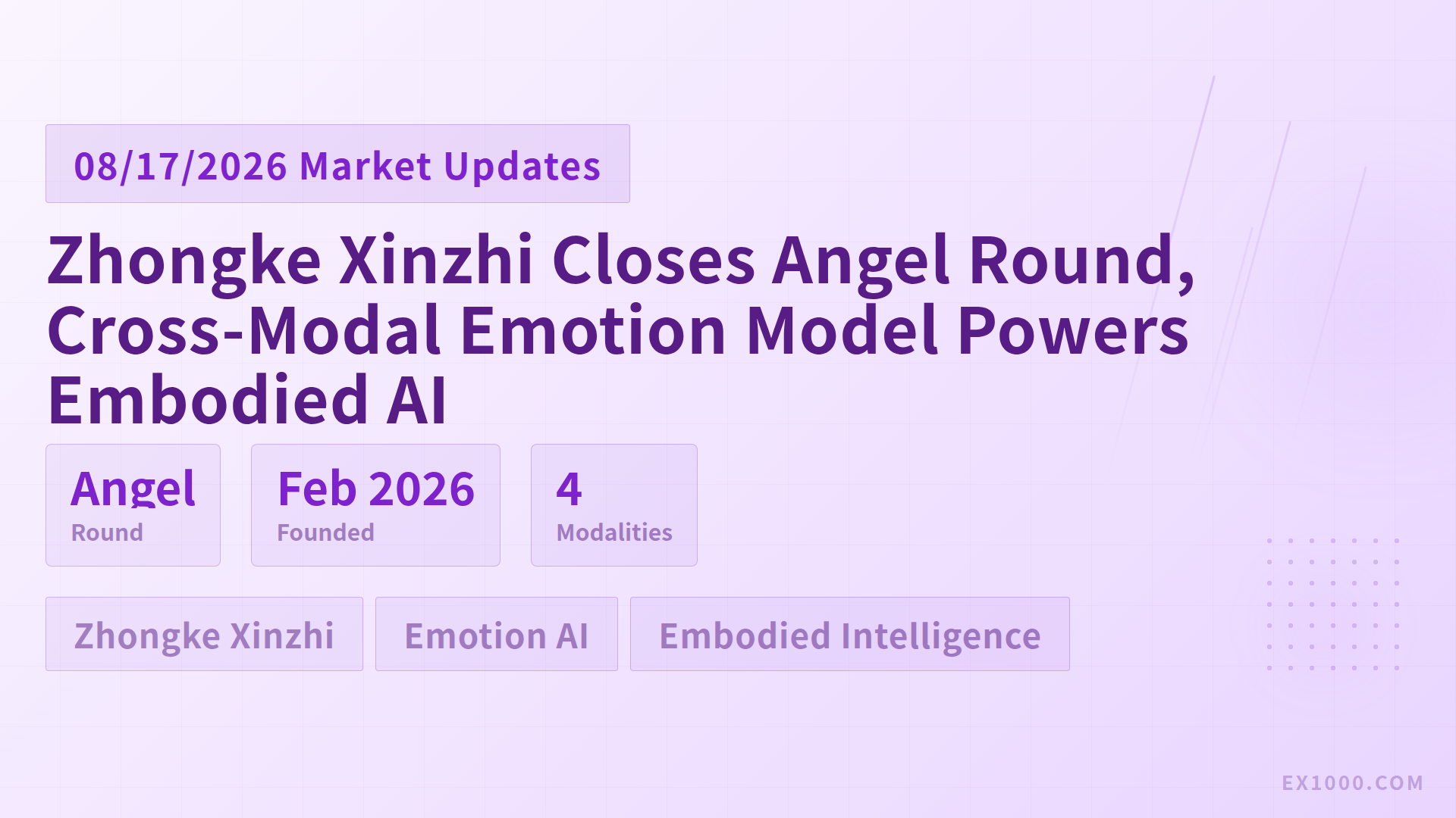 Zhongke Xinzhi Closes Angel Round, Cross-Modal Emotion Model Powers Embodied Intelligence