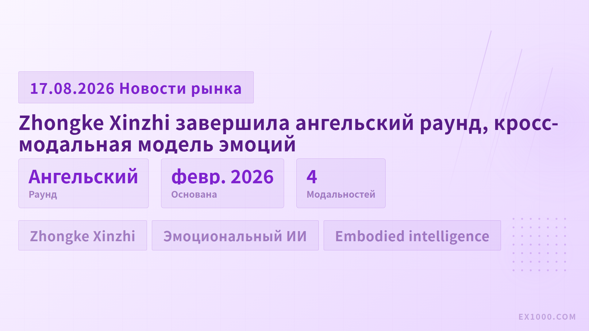 Zhongke Xinzhi завершила ангельский раунд, кросс-модальная модель эмоций для embodied intelligence