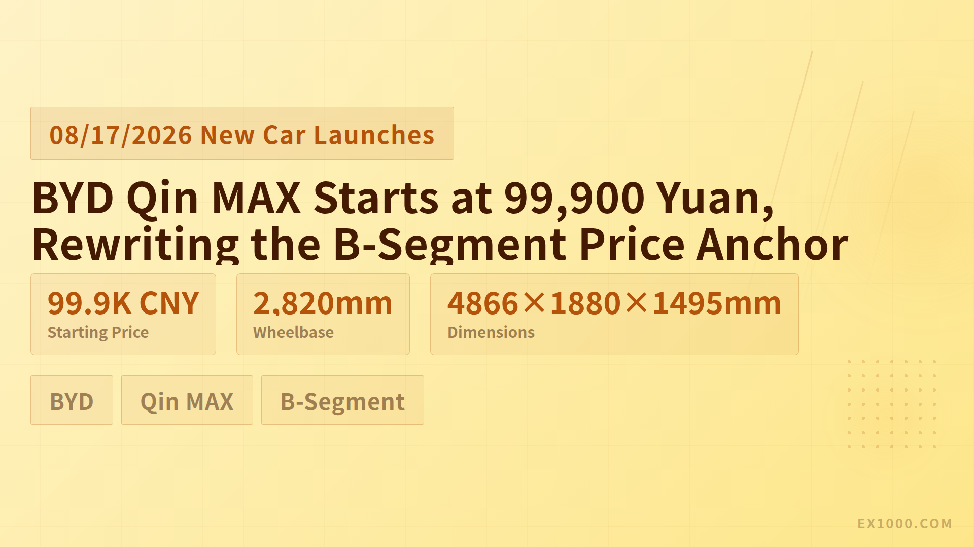 BYD Qin MAX Starts at $14,720, Rewriting the B-Segment Price Anchor