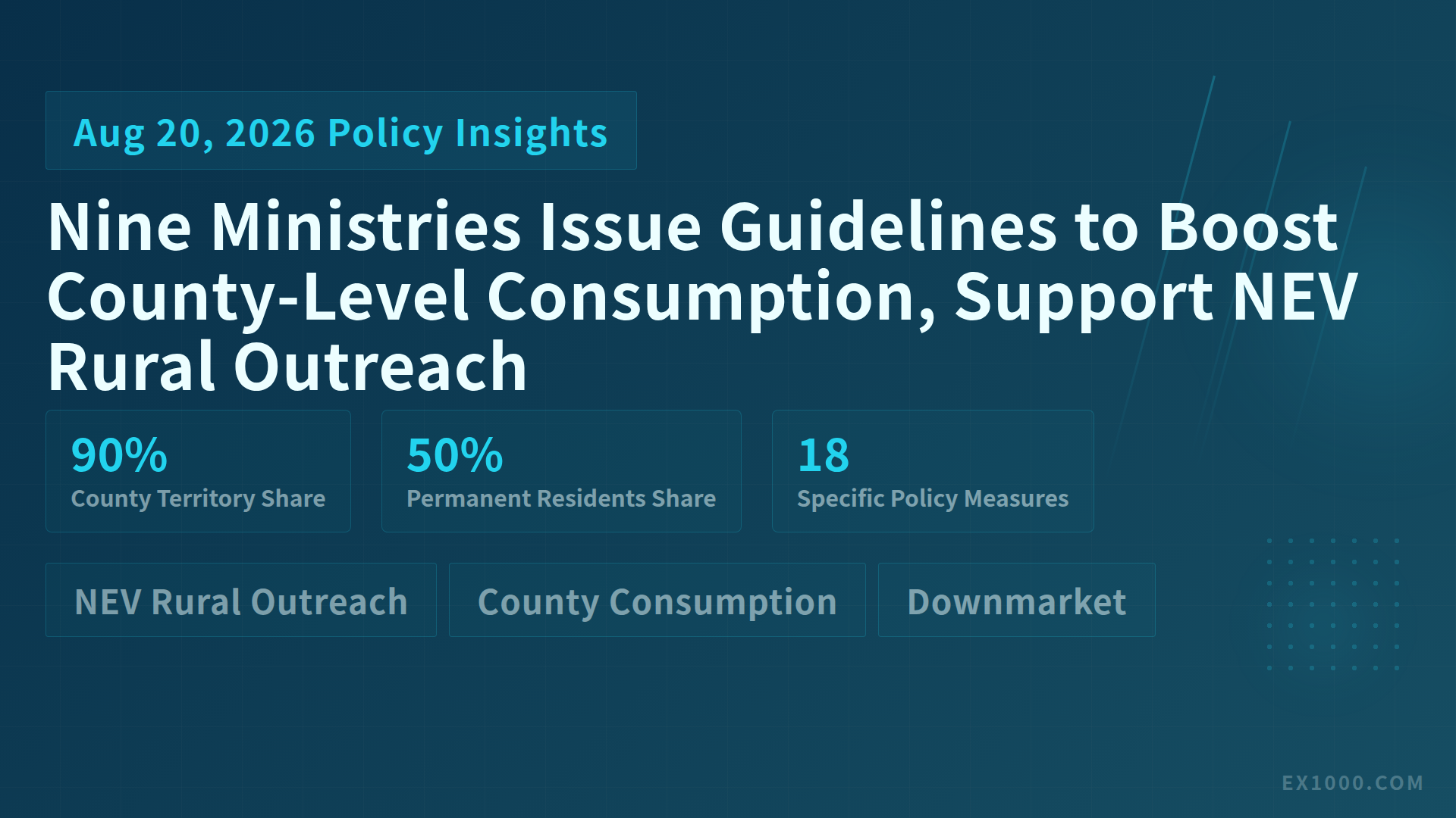 Nine Ministries Issue Guidelines to Boost County-Level Consumption, Support NEV Rural Outreach