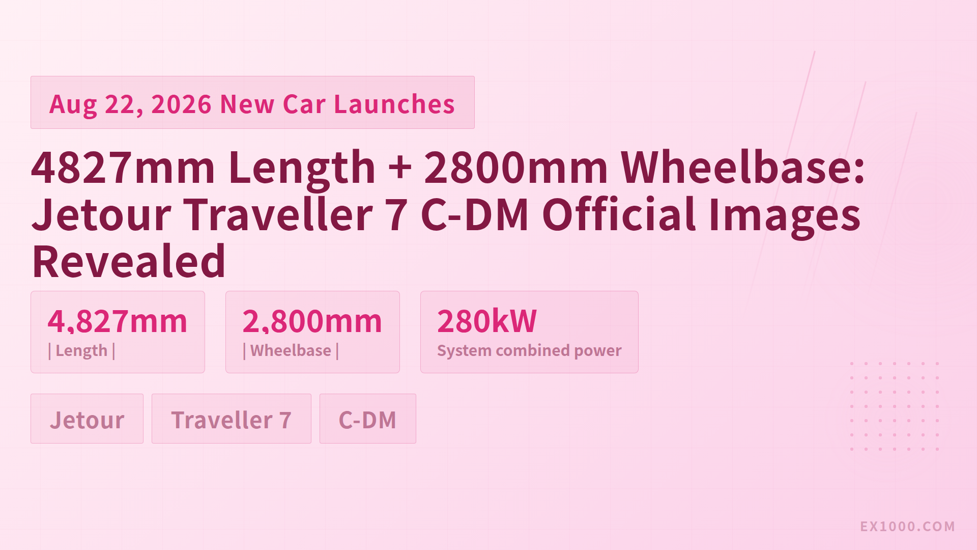 4827mm Length + 2800mm Wheelbase: Jetour Traveller 7 C-DM Official Images Revealed