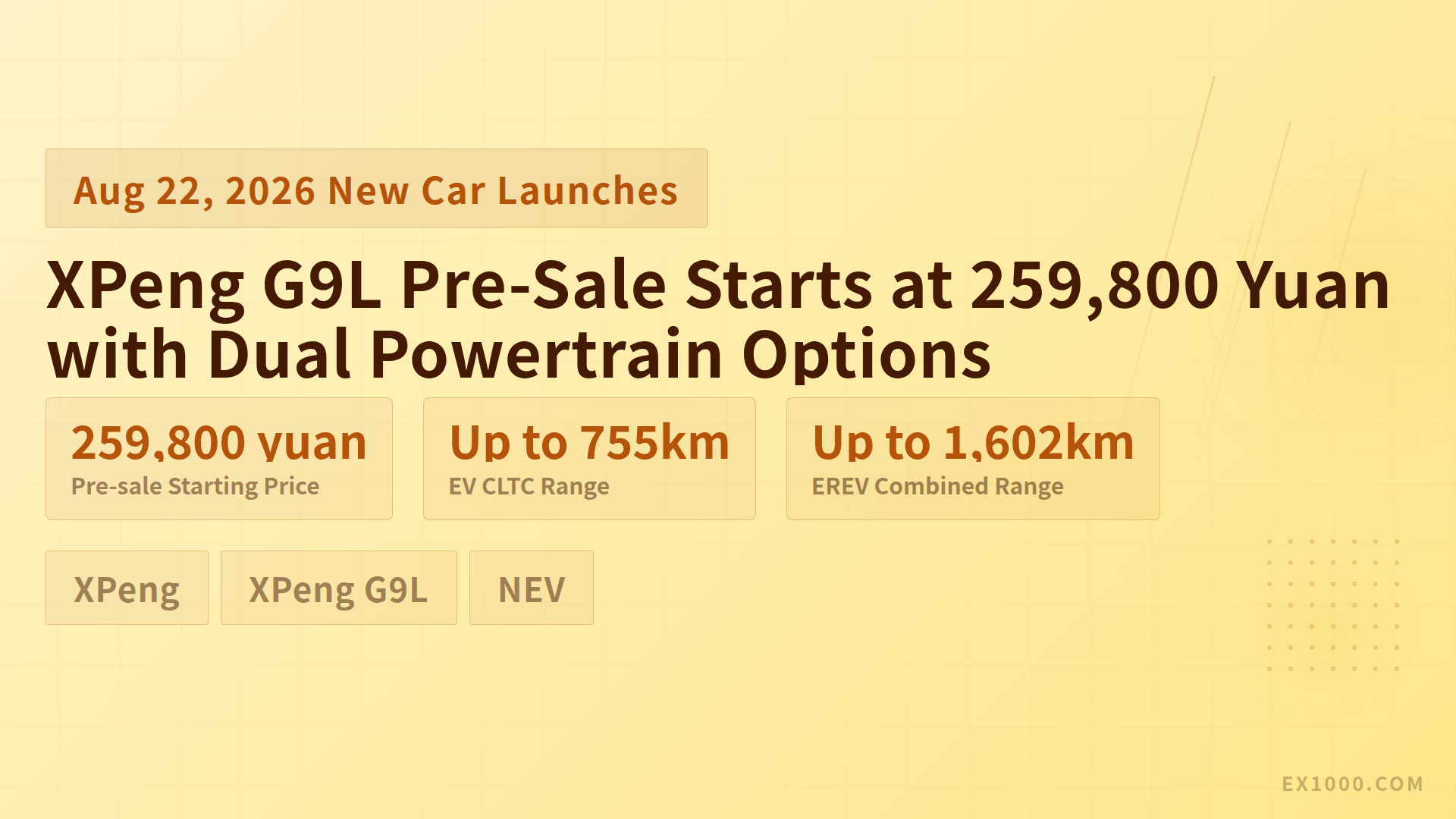 XPeng G9L Pre-Sale Starts at 259,800 Yuan with Dual Powertrain Options