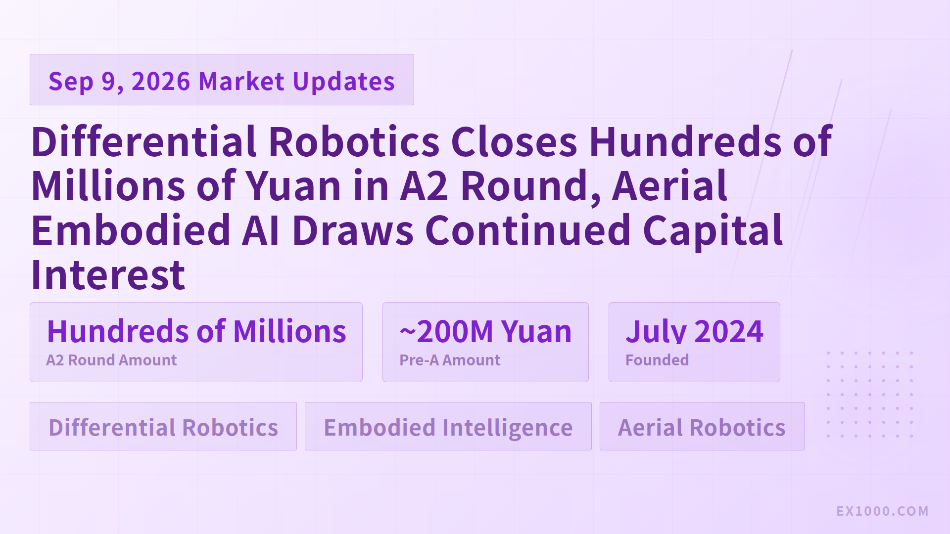 Differential Robotics Closes Hundreds of Millions of Yuan in A2 Round, Aerial Embodied AI Draws Continued Capital Interest