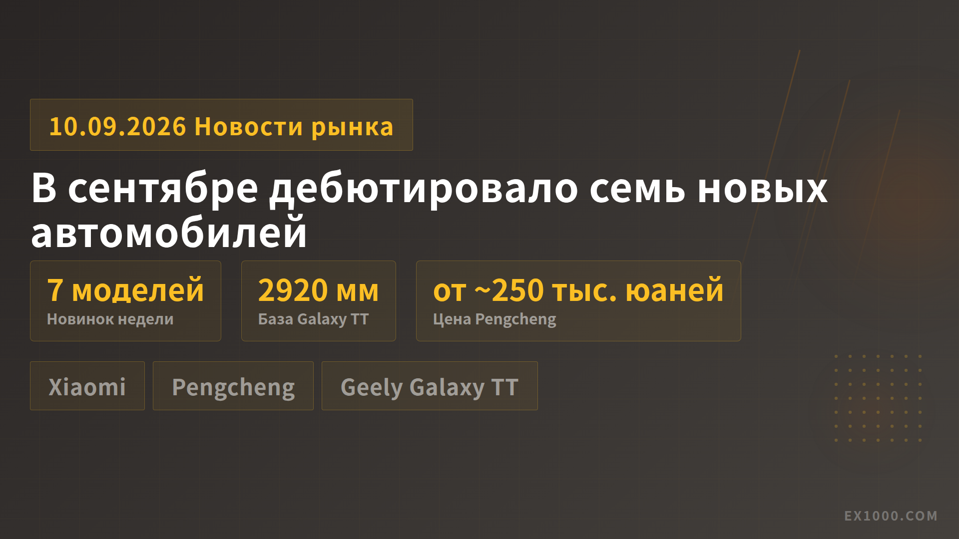 В сентябре дебютировало семь новых автомобилей