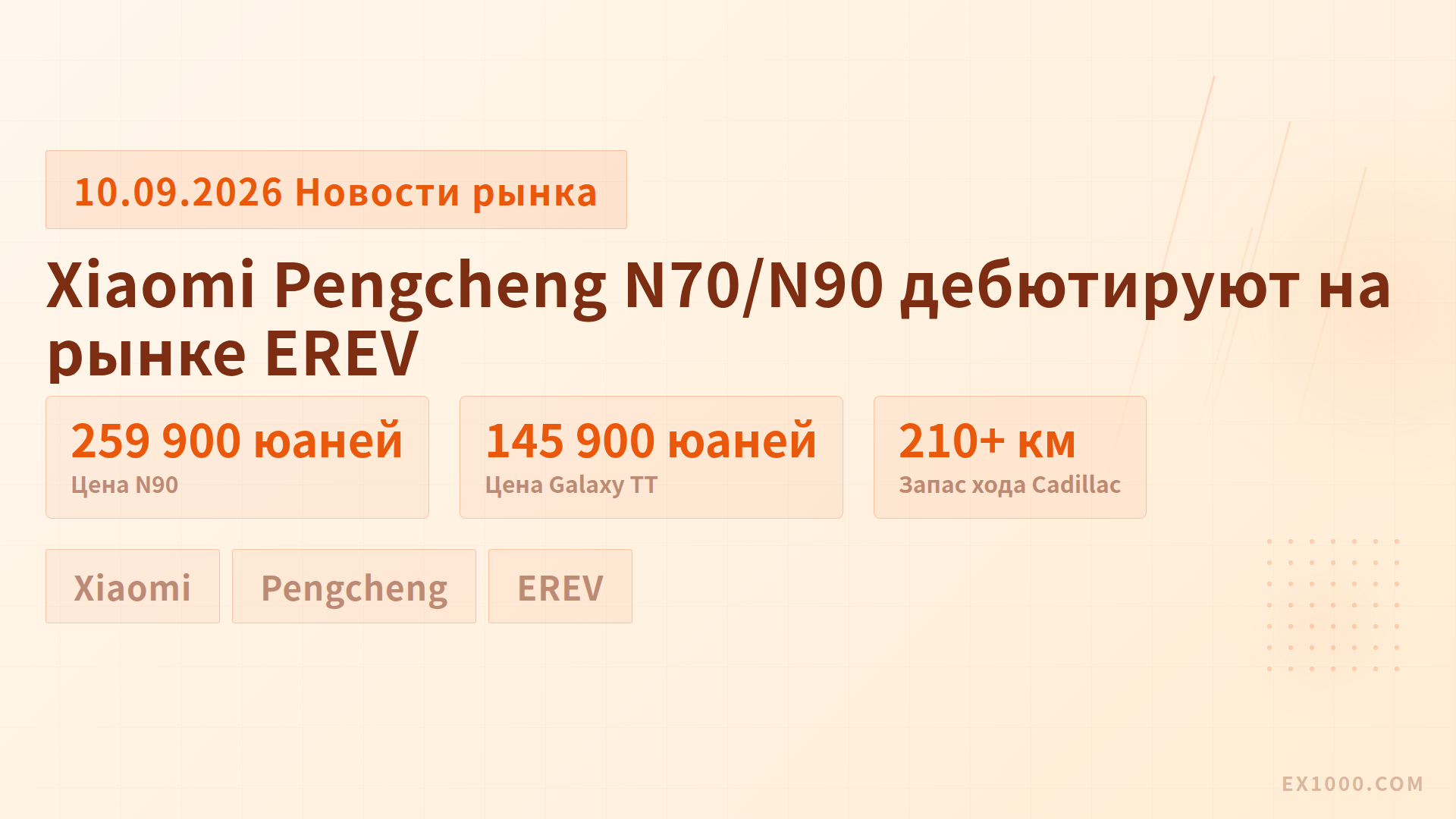 Xiaomi Pengcheng N70/N90 дебютируют на рынке EREV